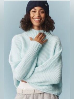 NWT Pilcro by Anthropologie Mock Neck Aqua Pullover